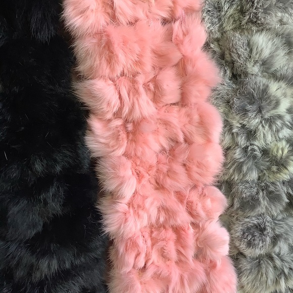 🎀 1PC SCARF BALLS FUR WRAP SHAWL RABBIT BOHO RACCON LONG NATURAL WARM WINTER - Picture 5 of 14